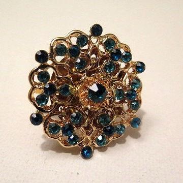 Blue Rhinestone Ring/ Large Blue Rhinestone Ring/ Blue Ring