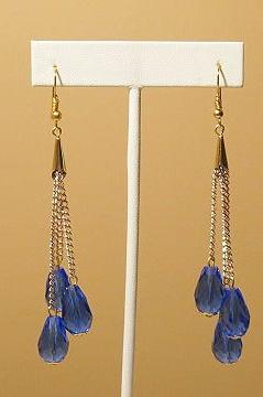 blue Long Teardrop fringes earring