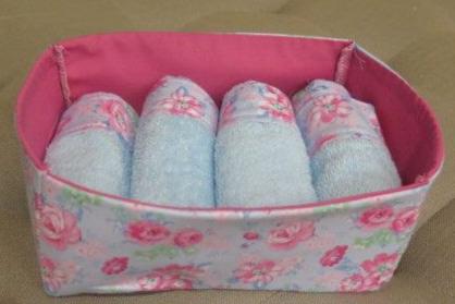 Blue storage kitchen basket and matching towel set for women