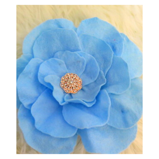 blue felt flower brooch