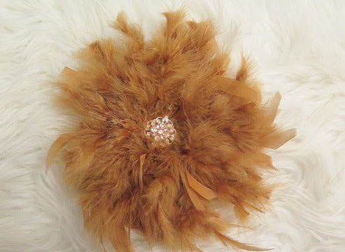 Brown feather brooch for women