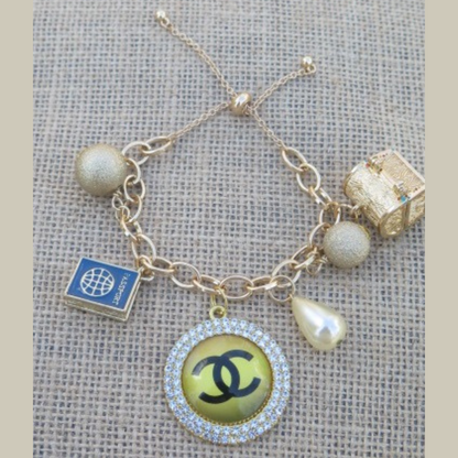 Gold charm bracelet for women