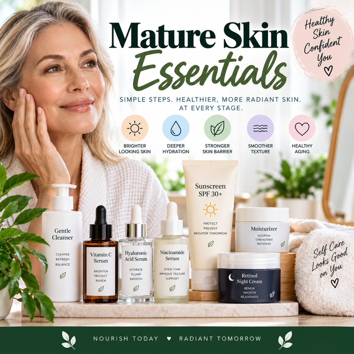 Mature Skin Essentials: Morning & Night Skincare Routine