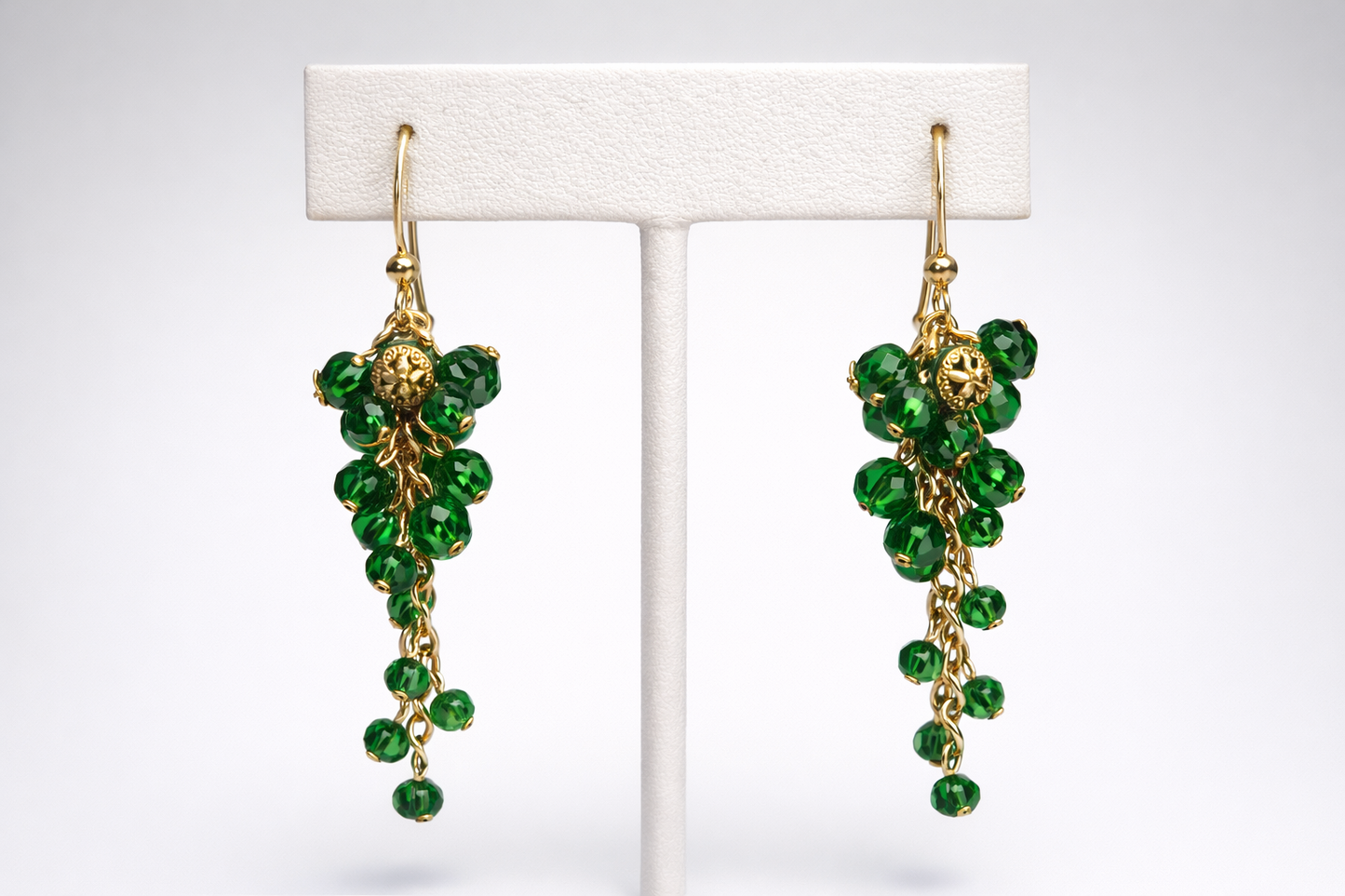Green Grape-Inspired Cluster Drop Earrings for Women