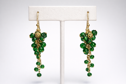 Green Grape-Inspired Cluster Drop Earrings for Women