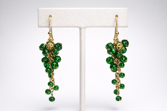 Green Grape-Inspired Cluster Drop Earrings for Women