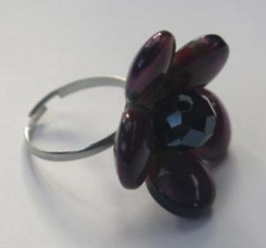 Dark purple flower statement ring for women