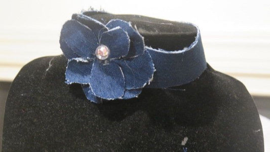 Denim flower choker necklace for women