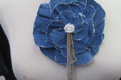 denim Flower for necklace