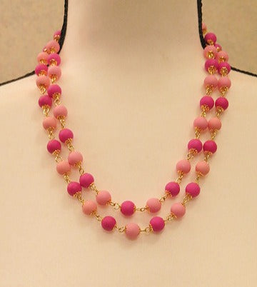 Double Fuchsia pink Necklace