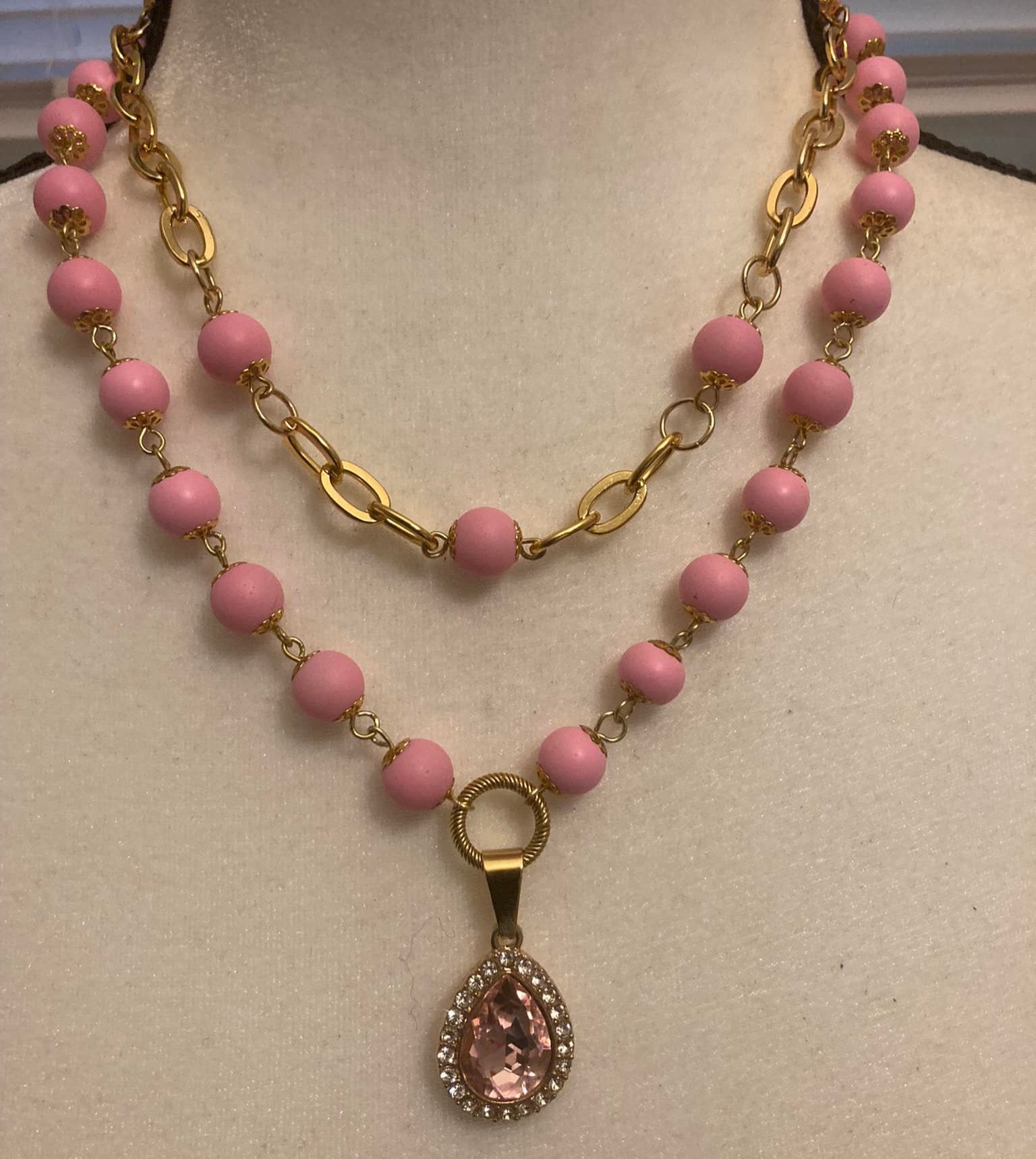 Duble Stalk Pink Necklace