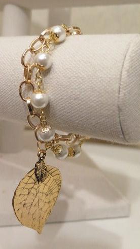 Double Pearl Gold Bracelet