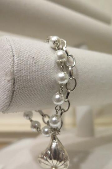 Double Pearl silver bracelet