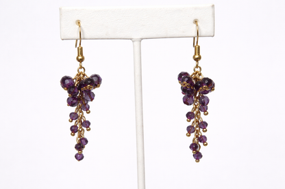 Dark Purple Grape-Inspired Cluster Earrings for Women