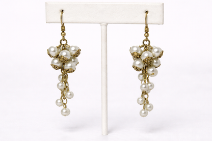 Pearl Grape-Inspired Cluster Drop Earrings for Women