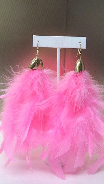 : Exotic pink gold feather earrings for women