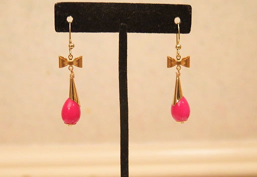Fuchsia and gold statement earrings for women