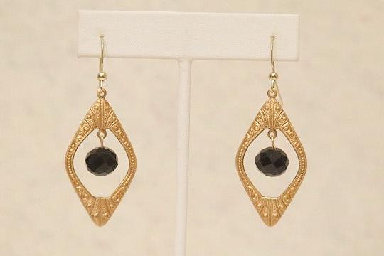 Gold Black Vintage Earring