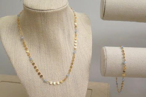 Gold Blue earring and necklace set