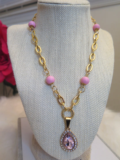 gold pink necklace for special event