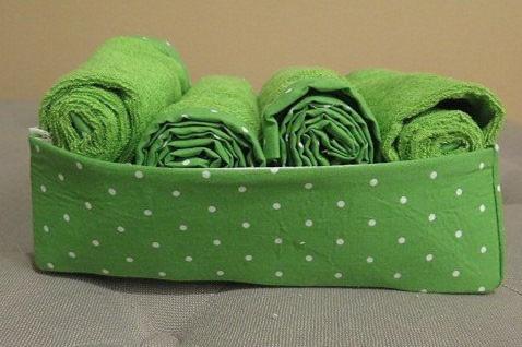 Green Basket and towels