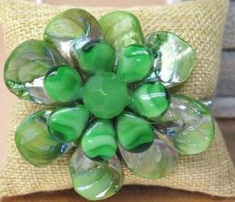 Green Flower cuff Bracelet