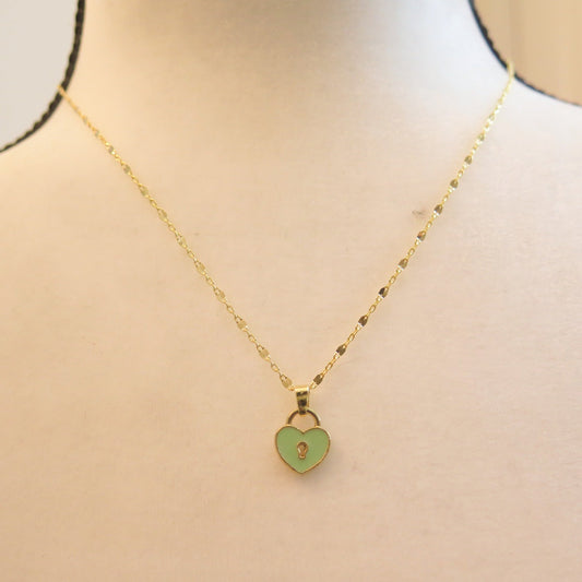 Green Lock pendant necklace