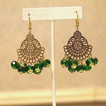 Green chandelier earring