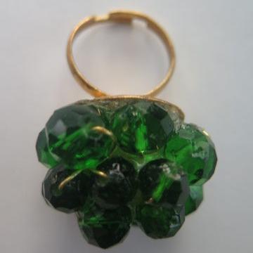 Green grape inspired cluster beaded ring for women