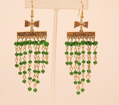 Green fringe earring