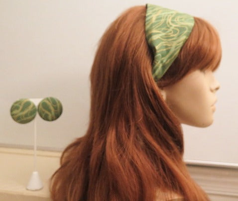 green yellow headband and matching earring