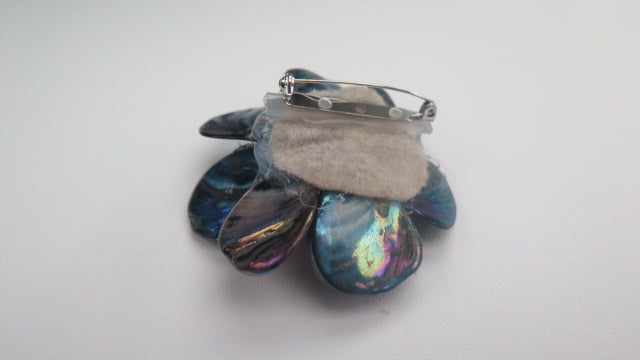 Handmade Blue Flower Brooch for Women