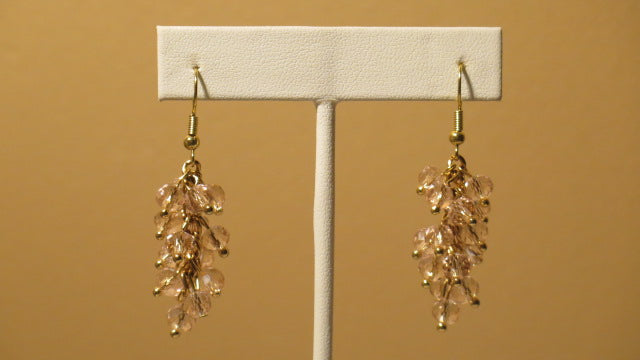 Handmade Clear Pink Cluster Earrings for Women