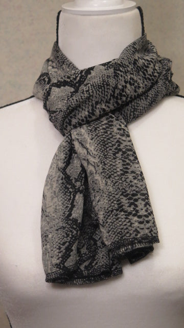 Handmade grey animal print scarf for women