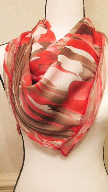 Handmade red colorful wrap scarf for women