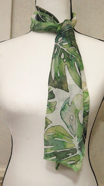Handmade green leaf scarf for women