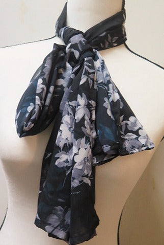Black flower scarf styled for women