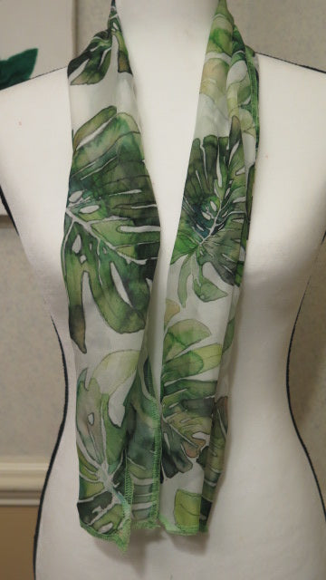 Green leaf scarf styled for women