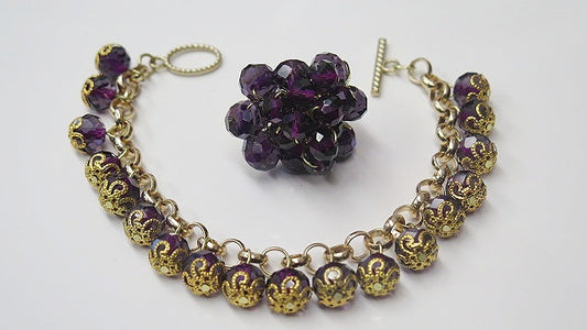 Dark Purple jewelry Set/ Bracelet Set for Women/ Handmade Bracelet Jewelry Set For Women