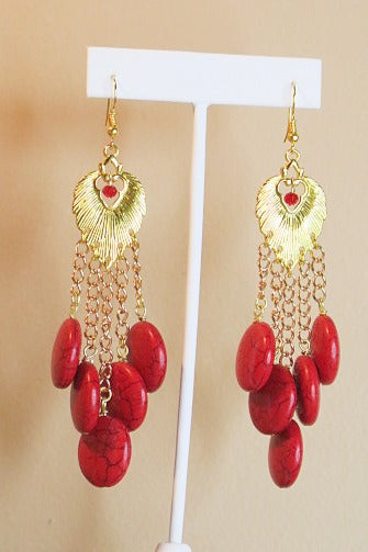 Sassy Long Red Earrings/ Red handmade Long Earring/ Handmade Earring For Women/ Long Summer Earring