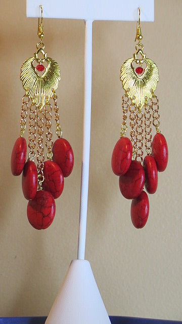 Sassy Long Red Earrings/ Red handmade Long Earring/ Handmade Earring For Women/ Long Summer Earring