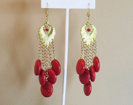 Sassy Long Red Earrings/ Red handmade Long Earring/ Handmade Earring For Women/ Long Summer Earring