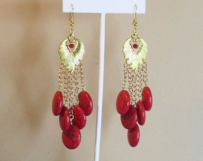 Sassy Long Red Earrings/ Red handmade Long Earring/ Handmade Earring For Women/ Long Summer Earring