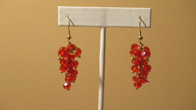 Handmade Red Cluster Earring/ Handmad Earring for Women