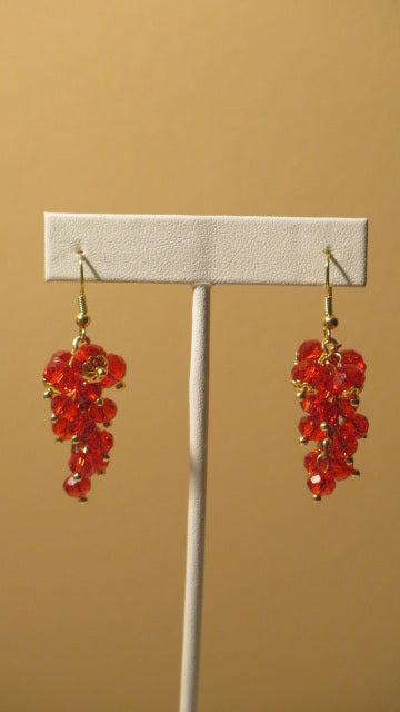 Handmade Red Cluster Earring/ Handmad Earring for Women