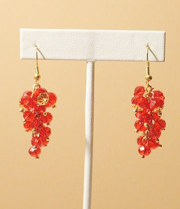 Handmade Red Cluster Earring/ Handmad Earring for Women