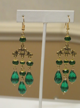 Handmade Green Chandelier Earring/ Green earring for Women/Handmade Earring For women