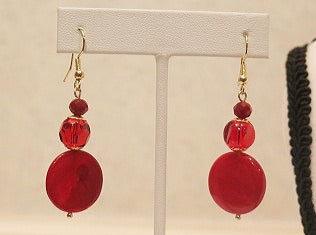 Handmade Red Necklace Set/Red Jewelry Set/ Coin Beads Jewelry Set