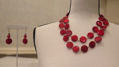 Handmade Red Necklace Set/Red Jewelry Set/ Coin Beads Jewelry Set