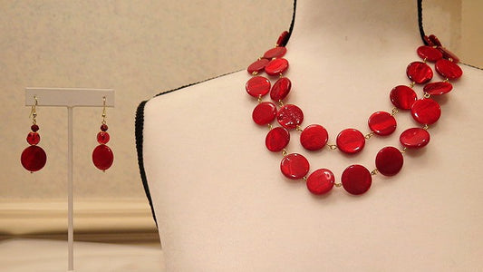 Handmade Red Necklace Set/Red Jewelry Set